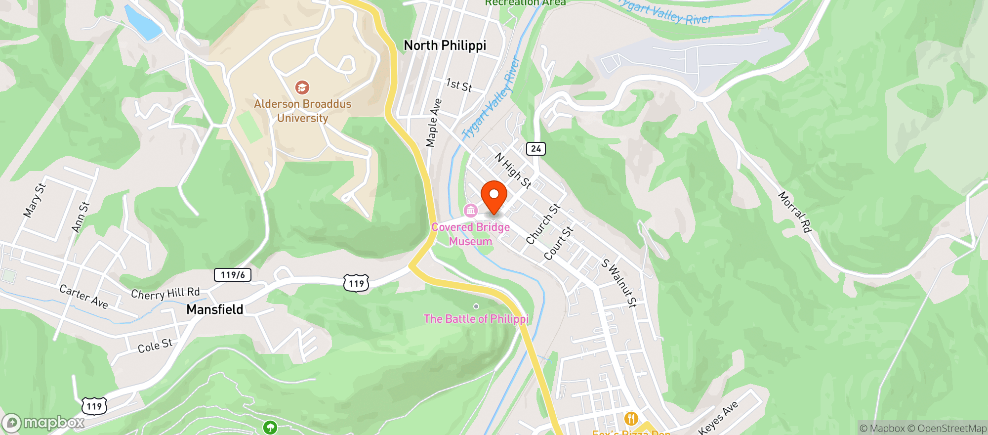 Map showing Smoker Friendly #33 Phill