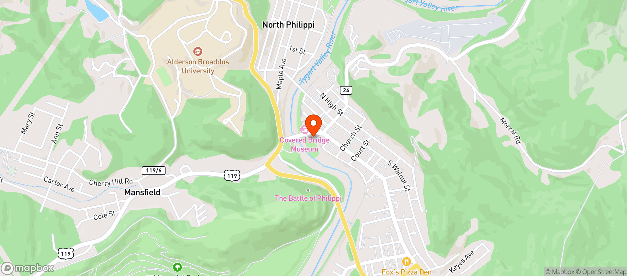 Map showing Smoker Friendly 33
