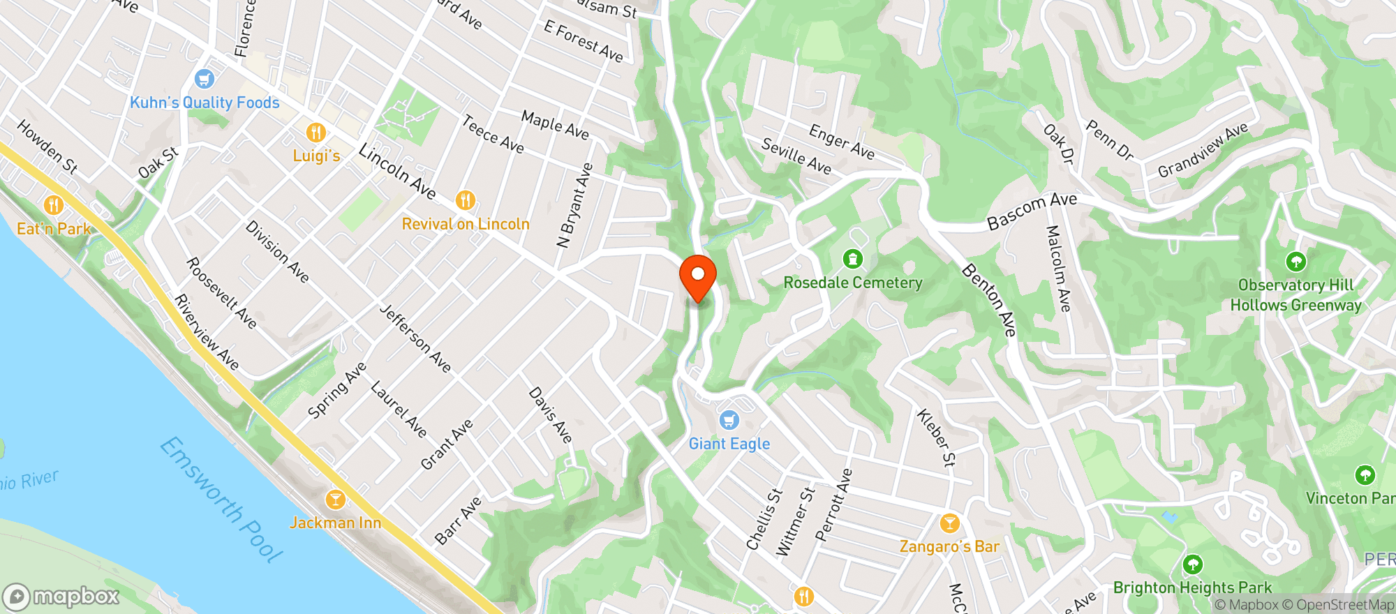 Map showing Shadeland Beer Distributors