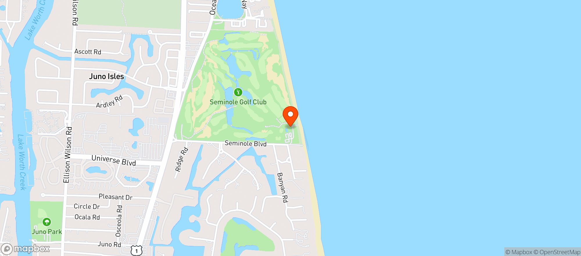 Map showing Seminole Golf Club