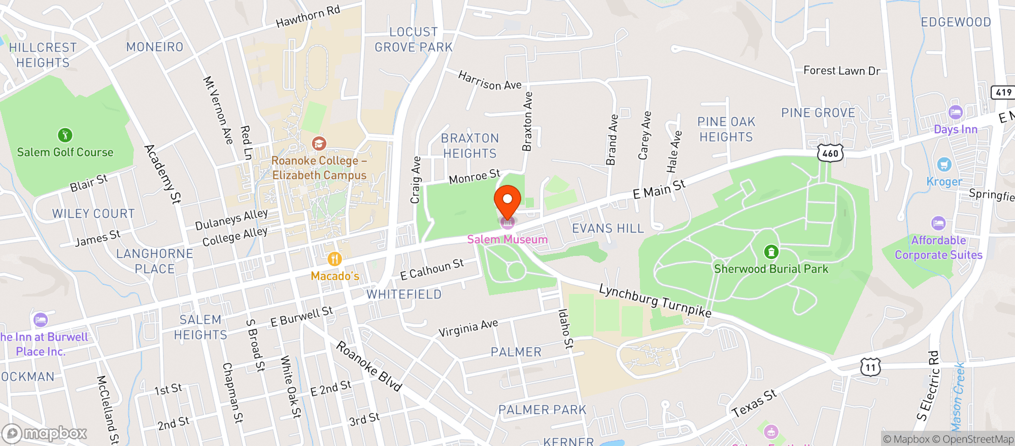 Map showing Salem Historical Society