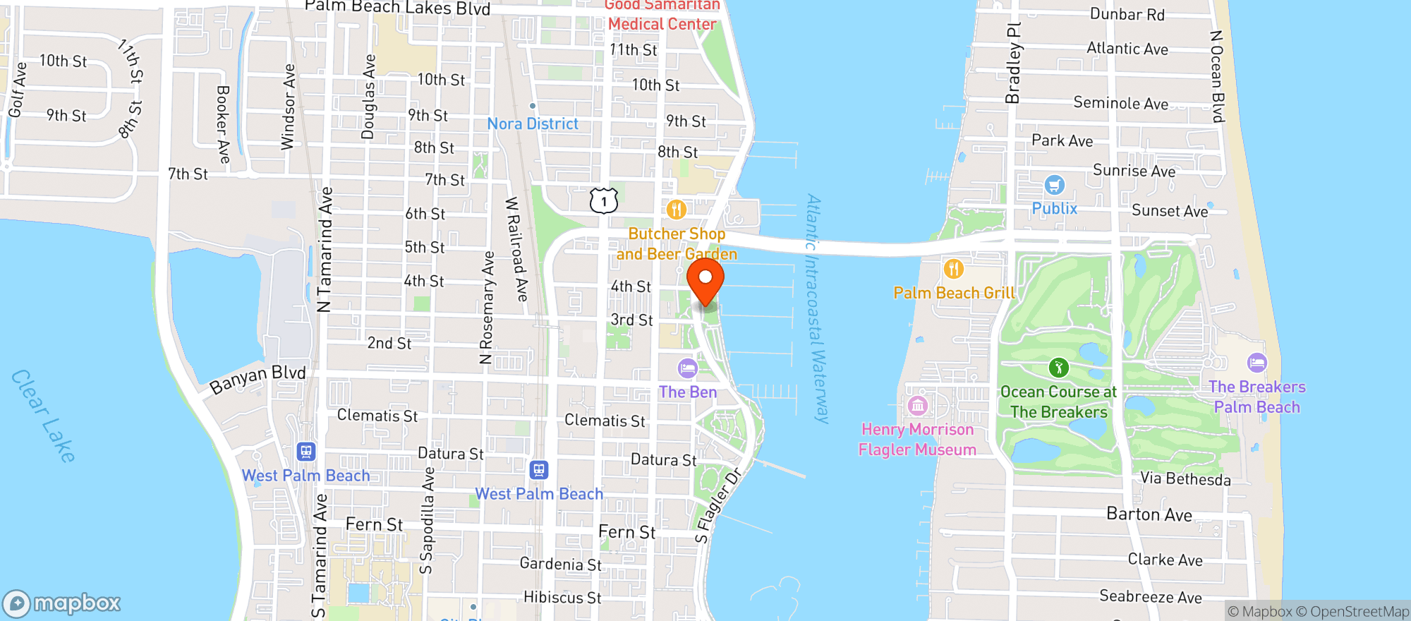 Map showing Palm Harbor Marina