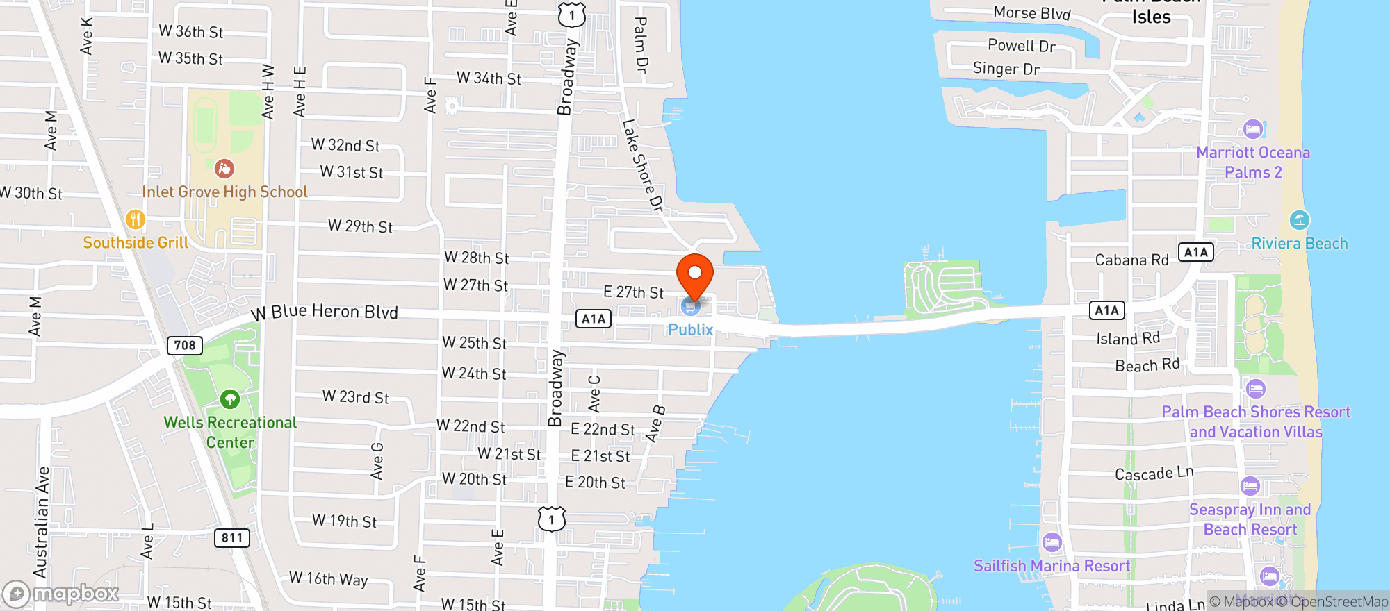 Map showing Publix