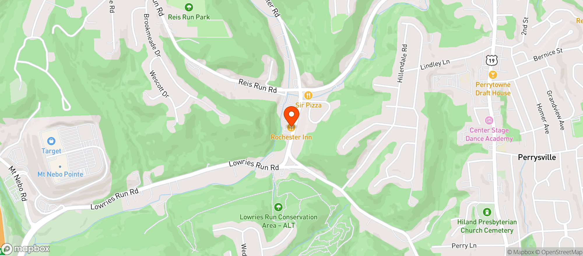 Map showing Rochester Inn