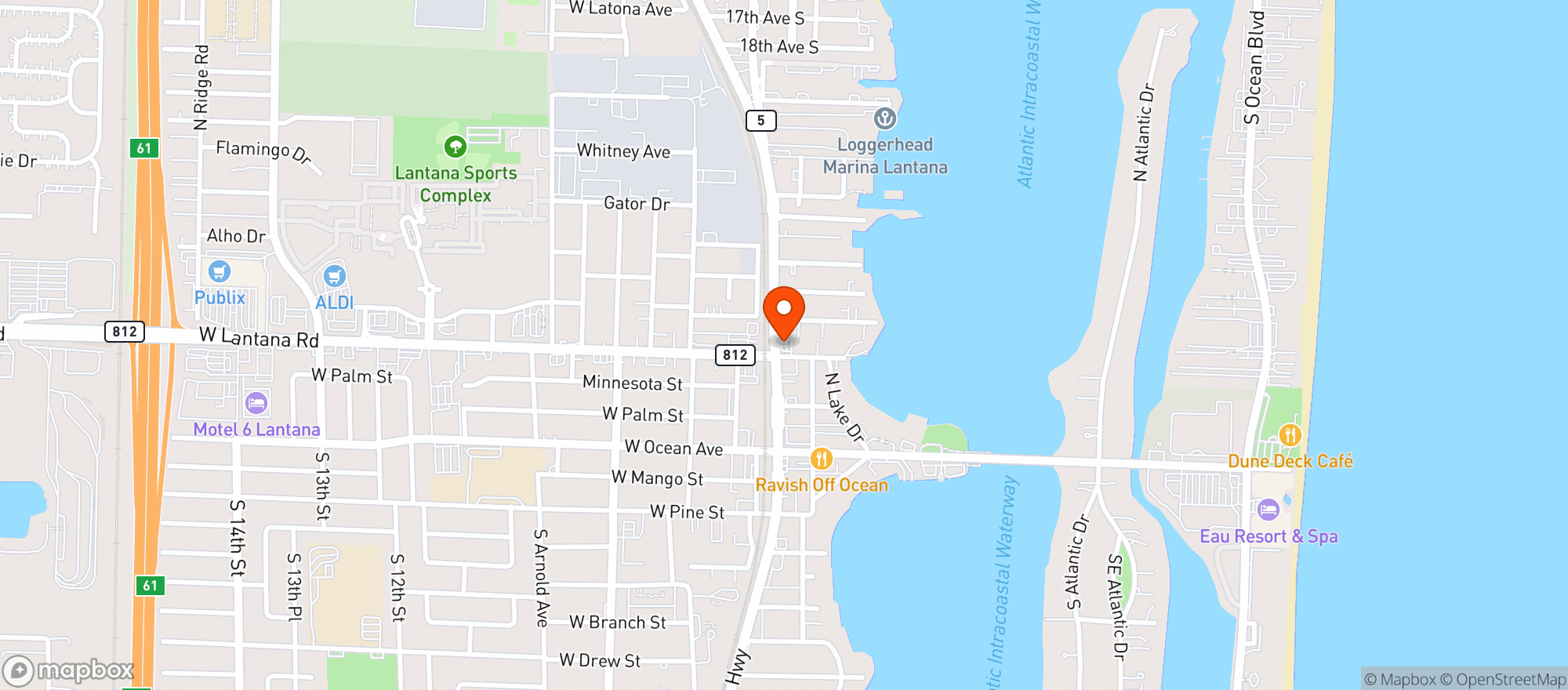 Map showing Lantana Texaco