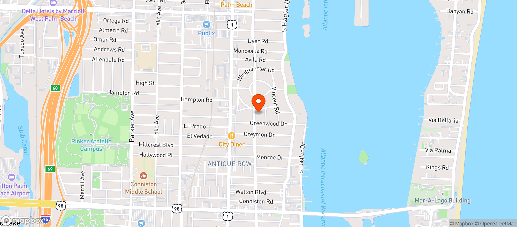 Map showing West Palm Wine Co