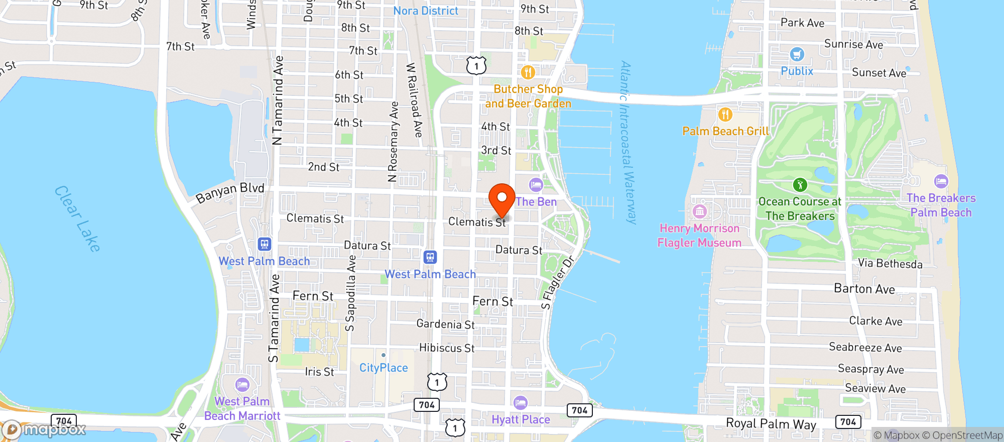 Map showing Roxys