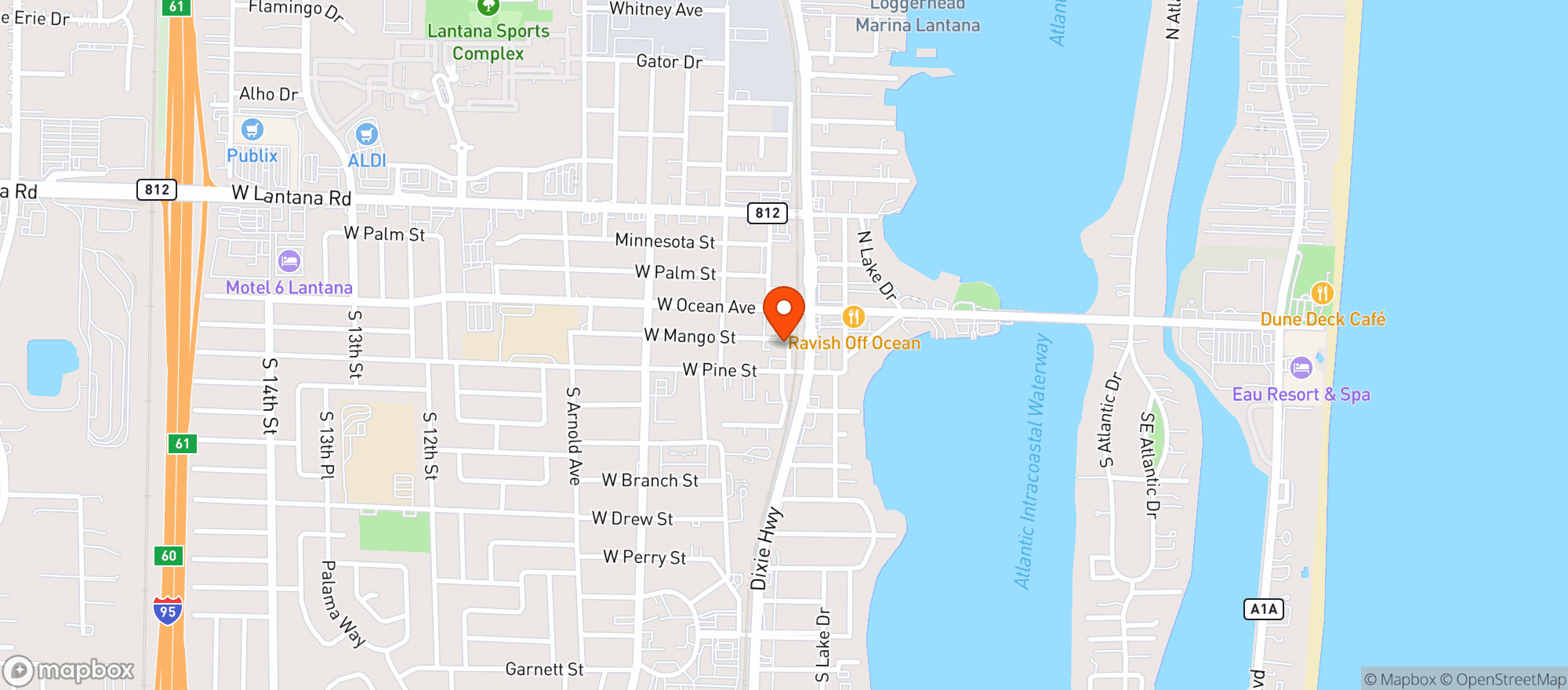 Map showing Lantana Liquors