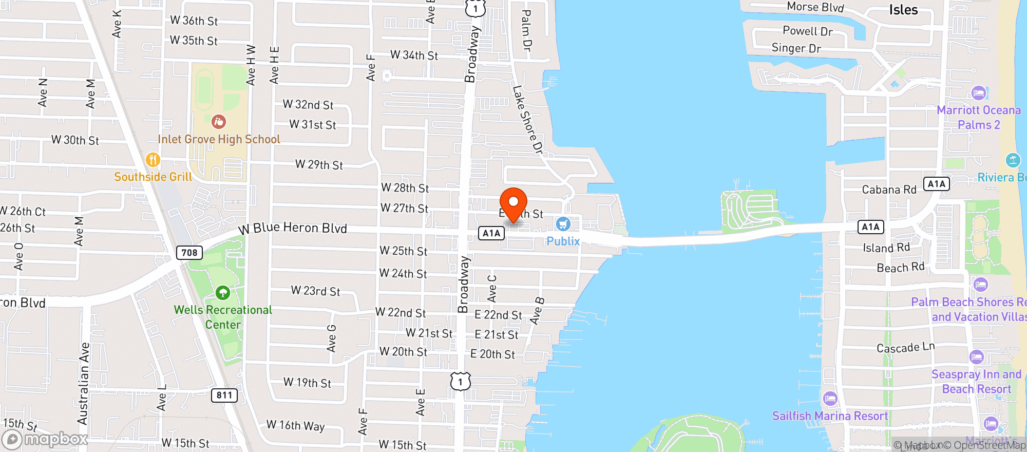 Map showing Inlet Harbour Lounge & Liquors