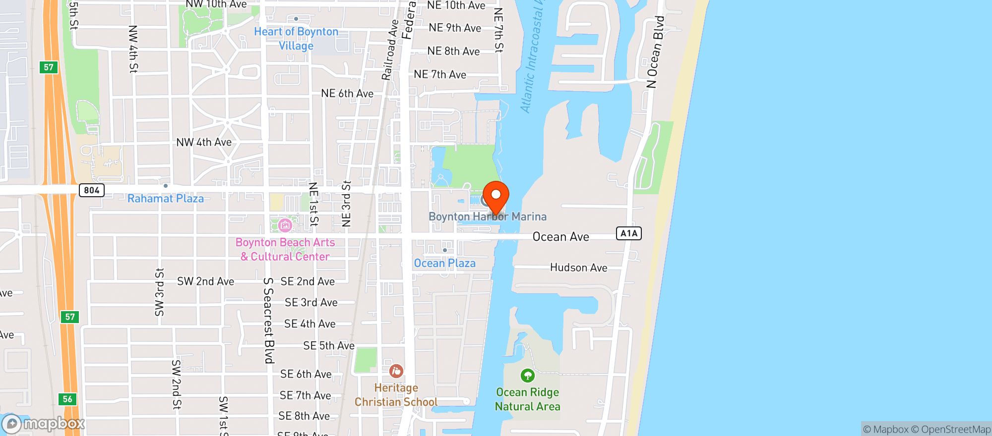 Map showing Two Georges Waterfront Grille