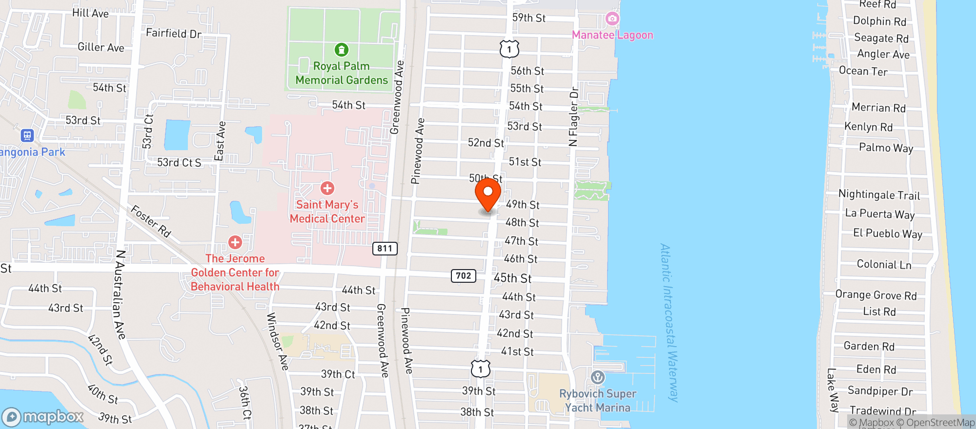Map showing Marathon - 4901 Broadway