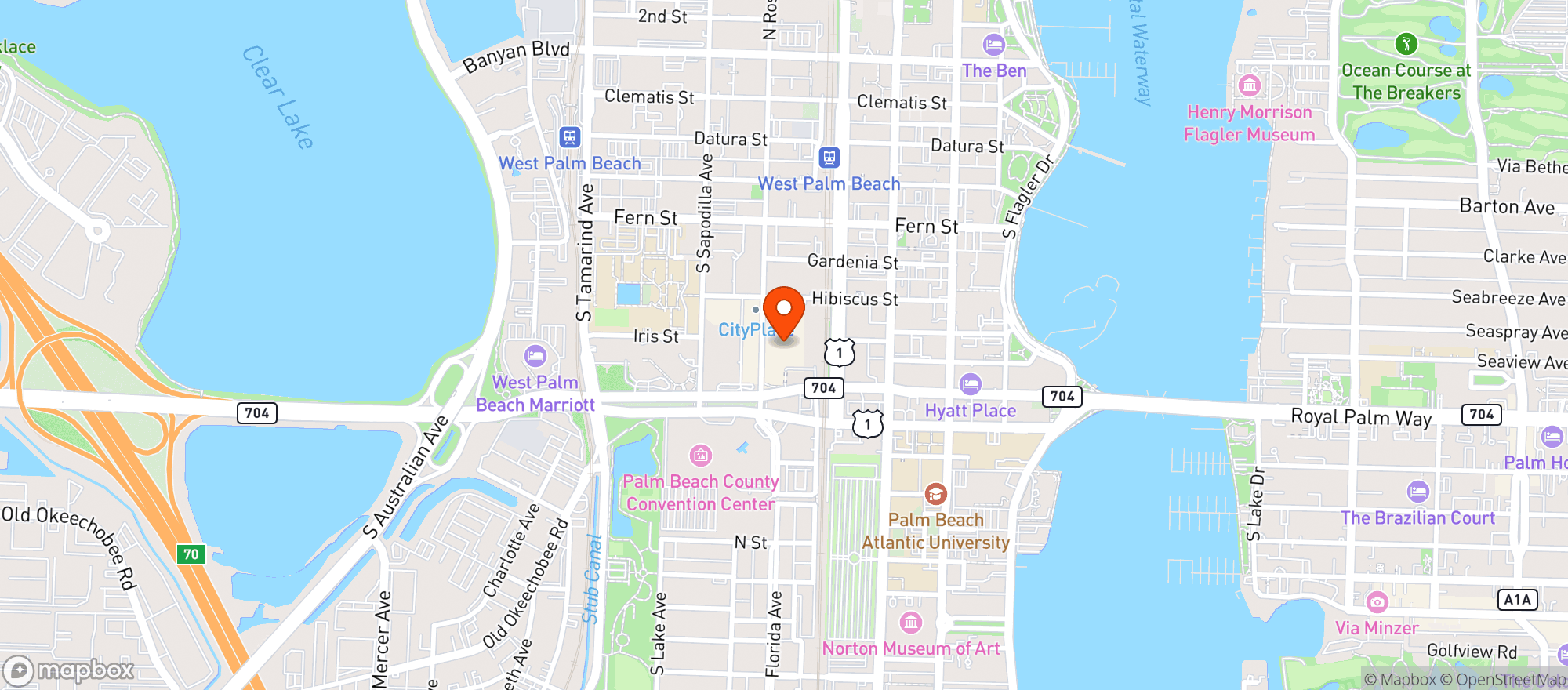 Map showing True Food Kitchen