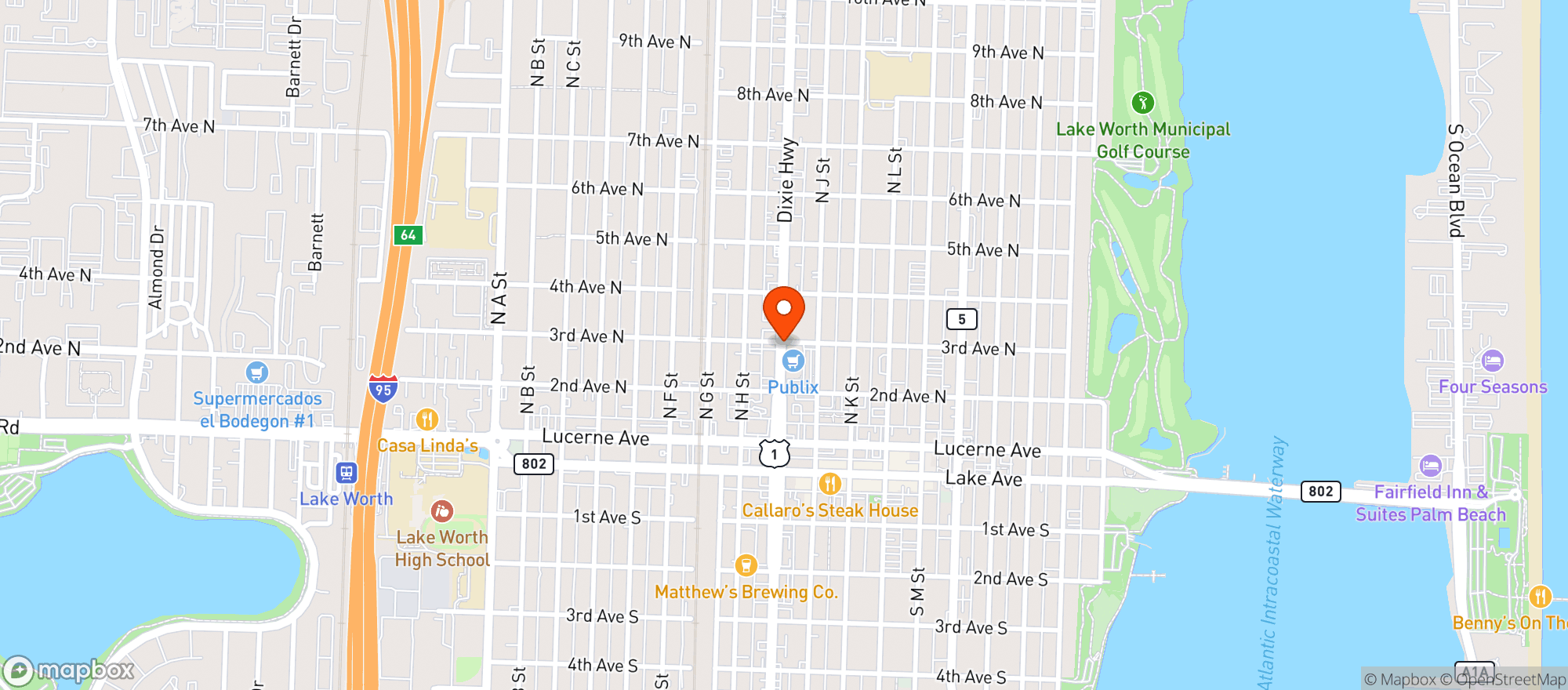 Map showing Publix Super Market