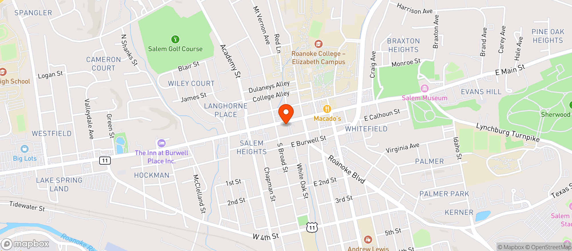 Map showing Franks Pizza (Salem)
