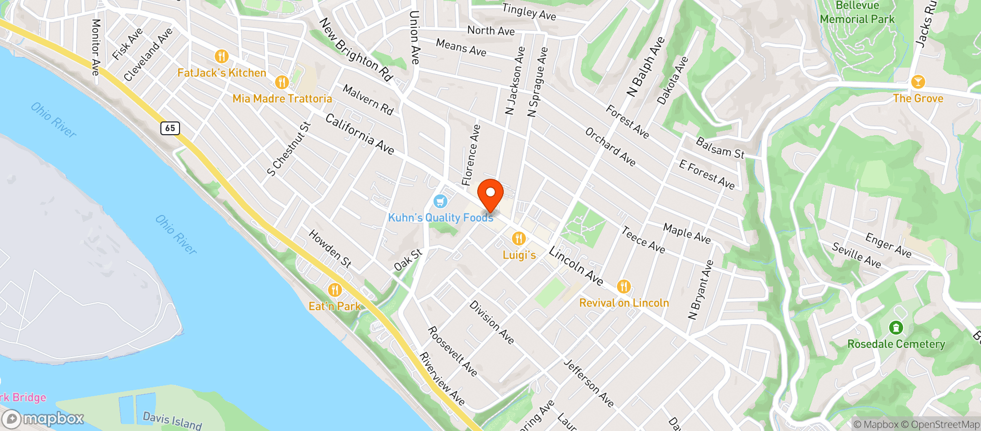 Map showing Pittsburgh Smoke Shop
