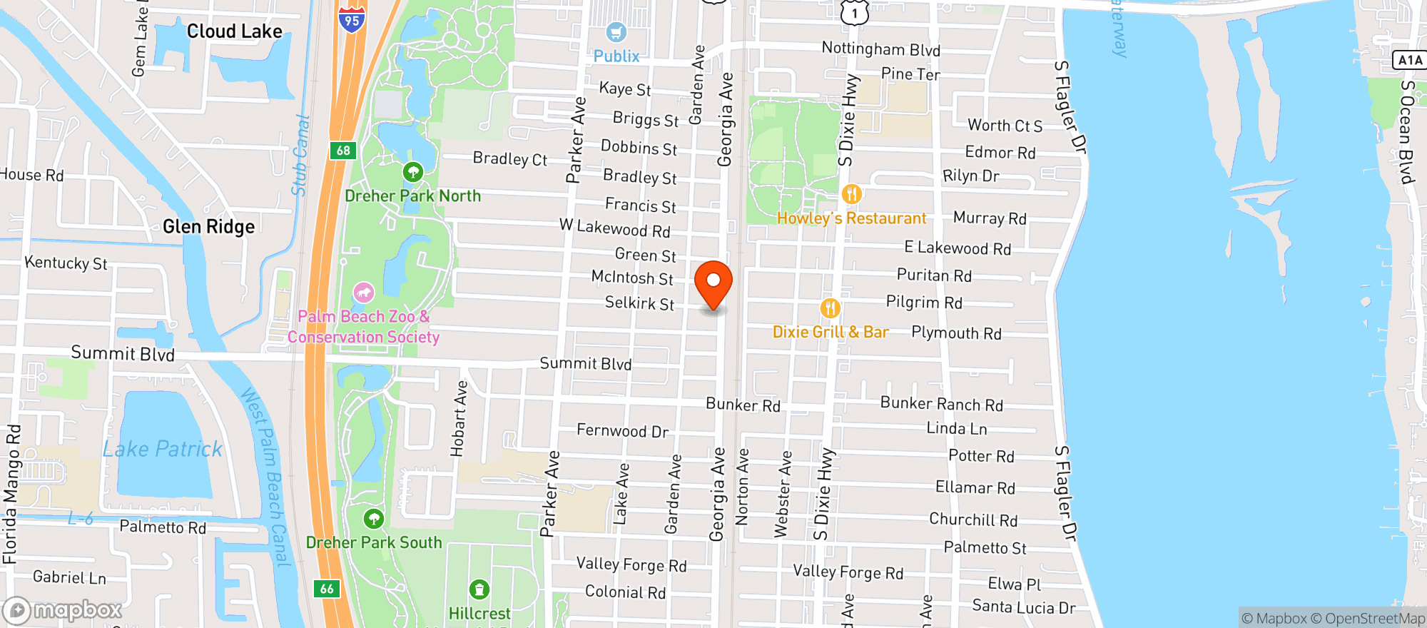 Map showing Mr. Bs Tavern