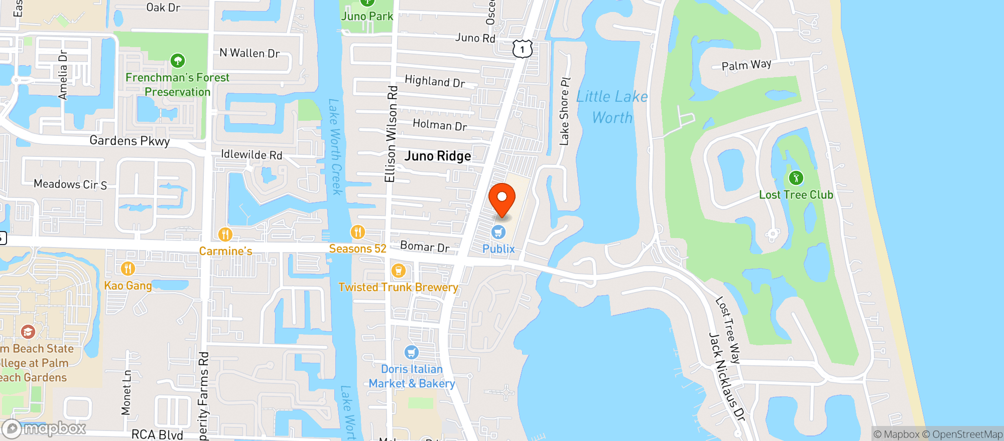 Map showing Publix