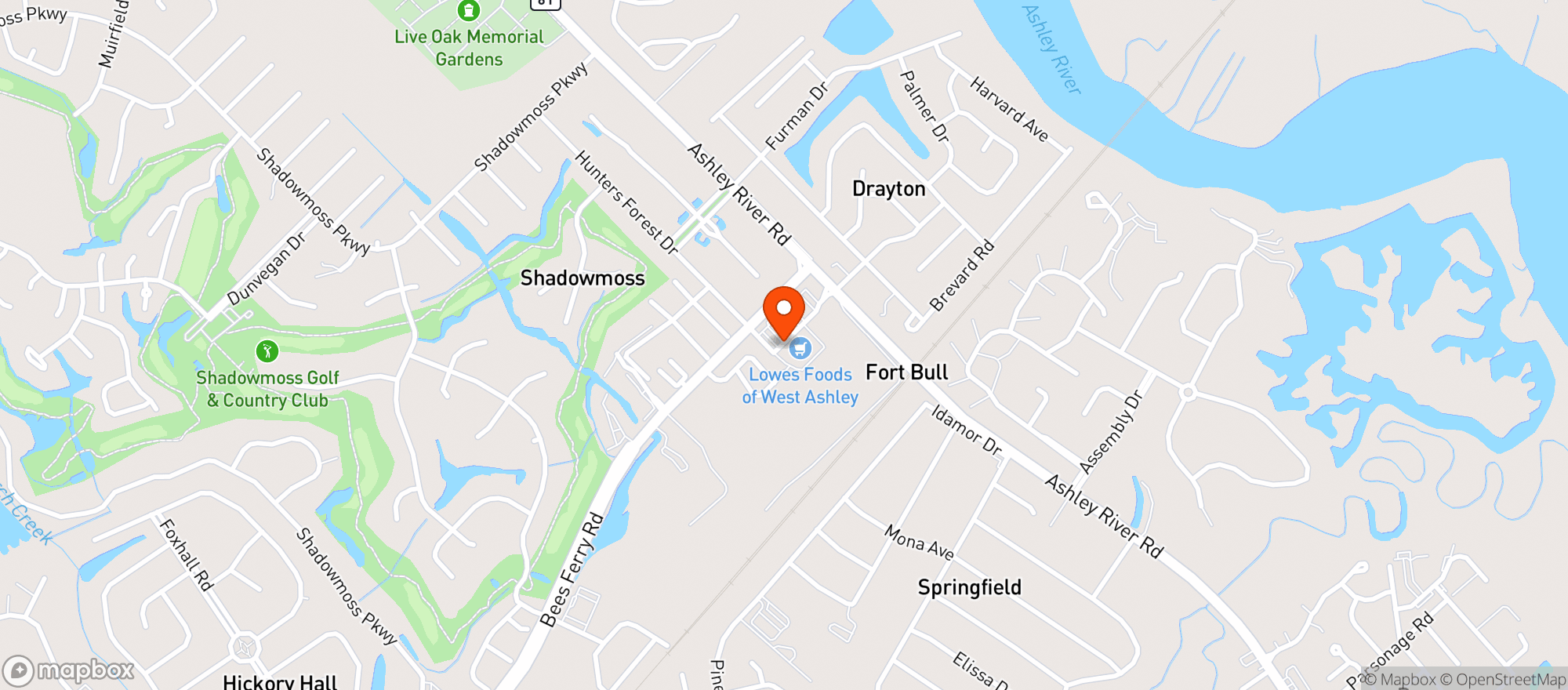 Map showing Lowes Foods