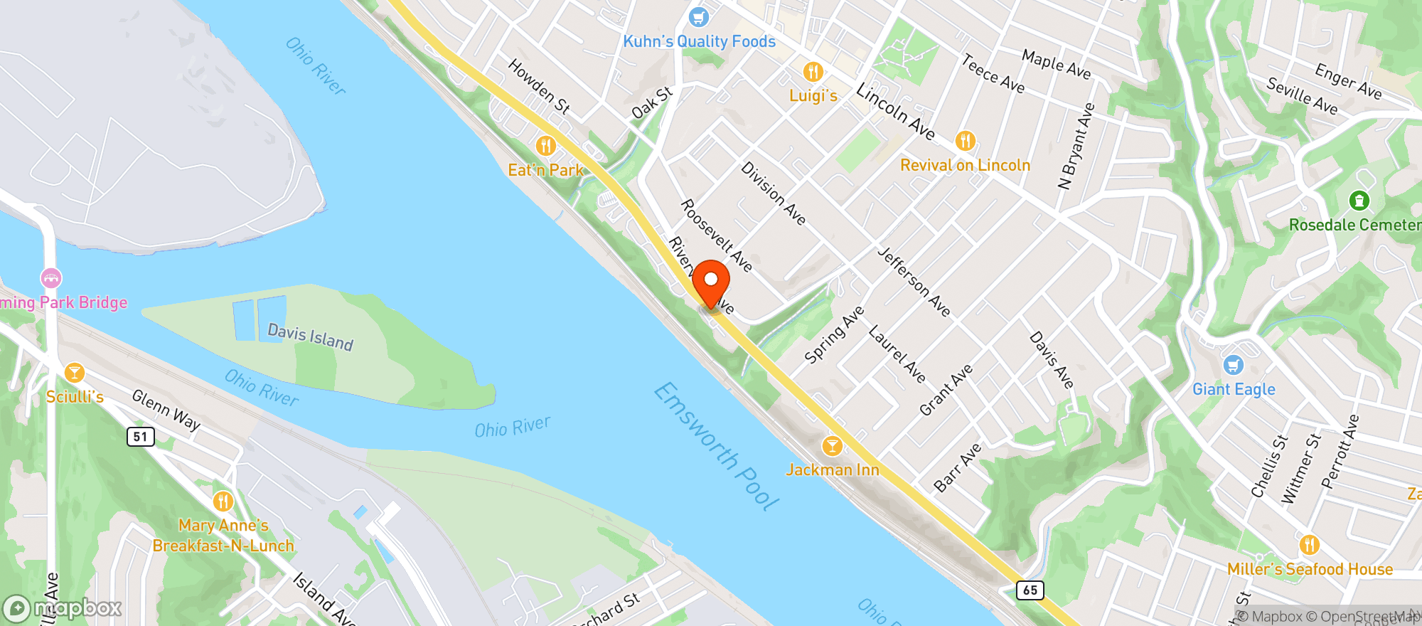 Map showing Bellevue Beer