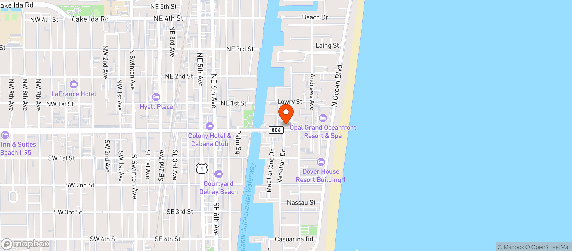 Map showing Delray Hideaway