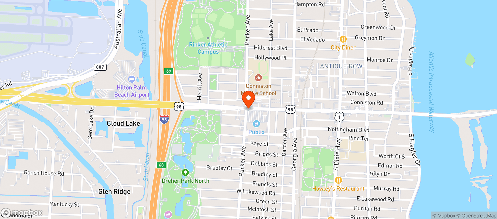 Map showing Publix Super Market
