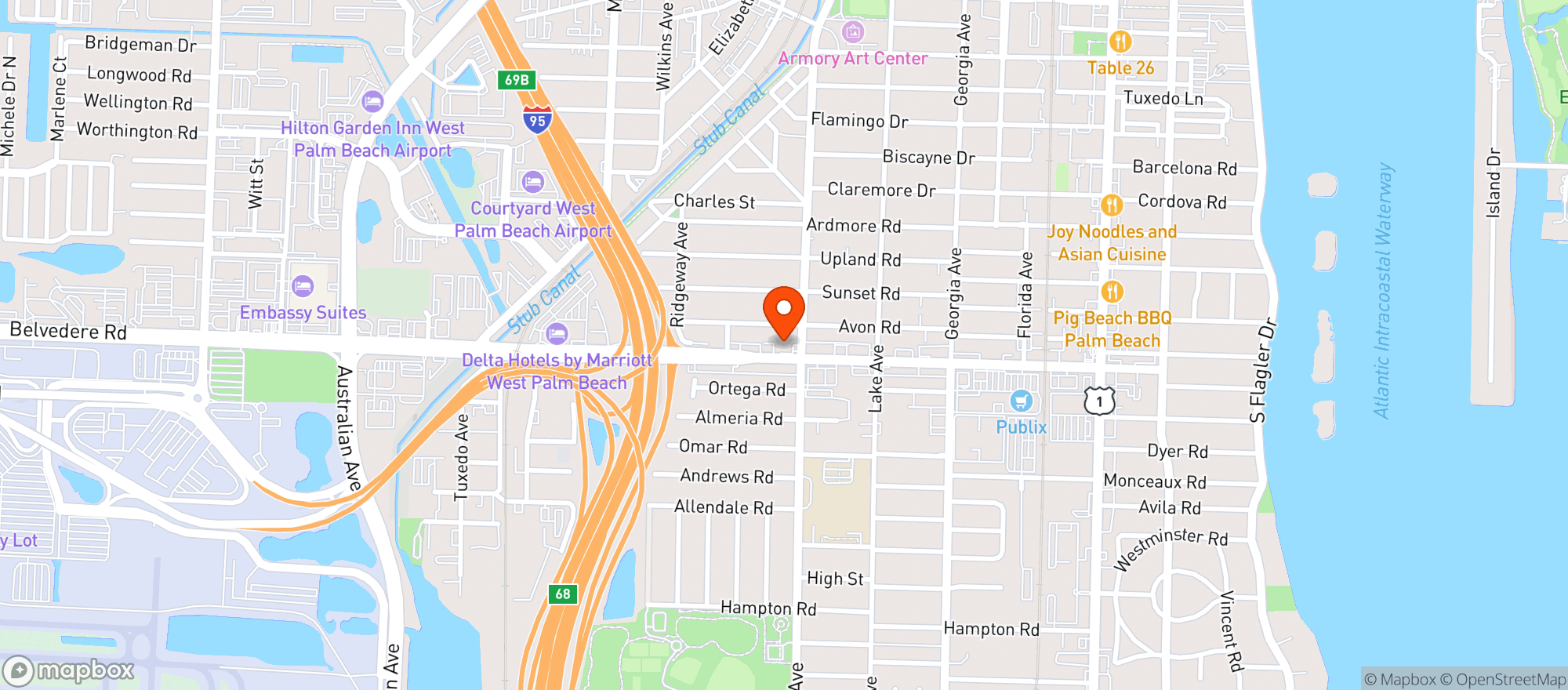 Map showing Belvedere Citgo Station