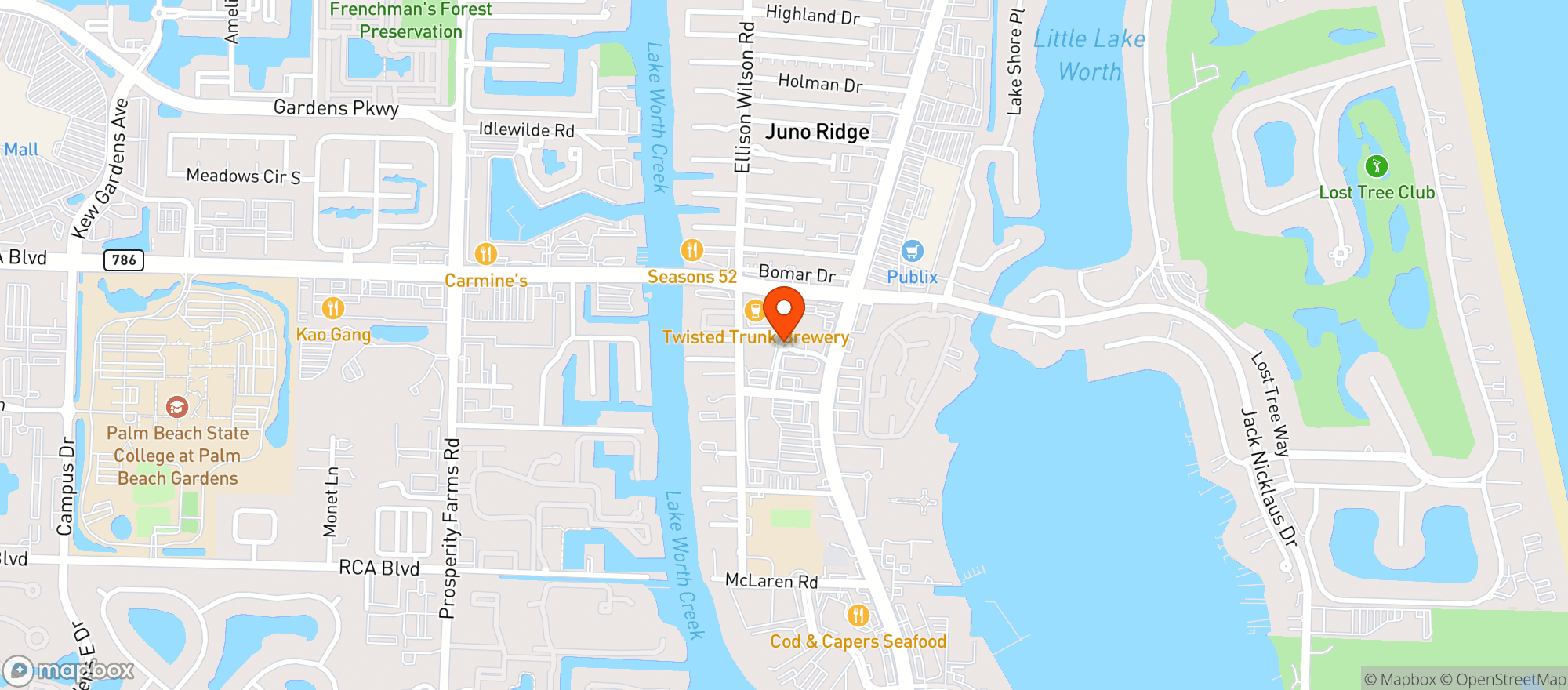 Map showing Stage Kitchen & Bar