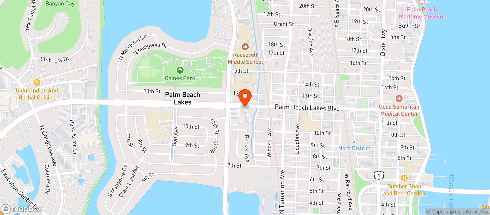 Map showing Crown Smoke Shop
