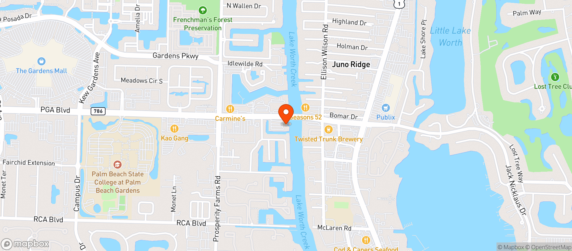 Map showing Waterway Cafe