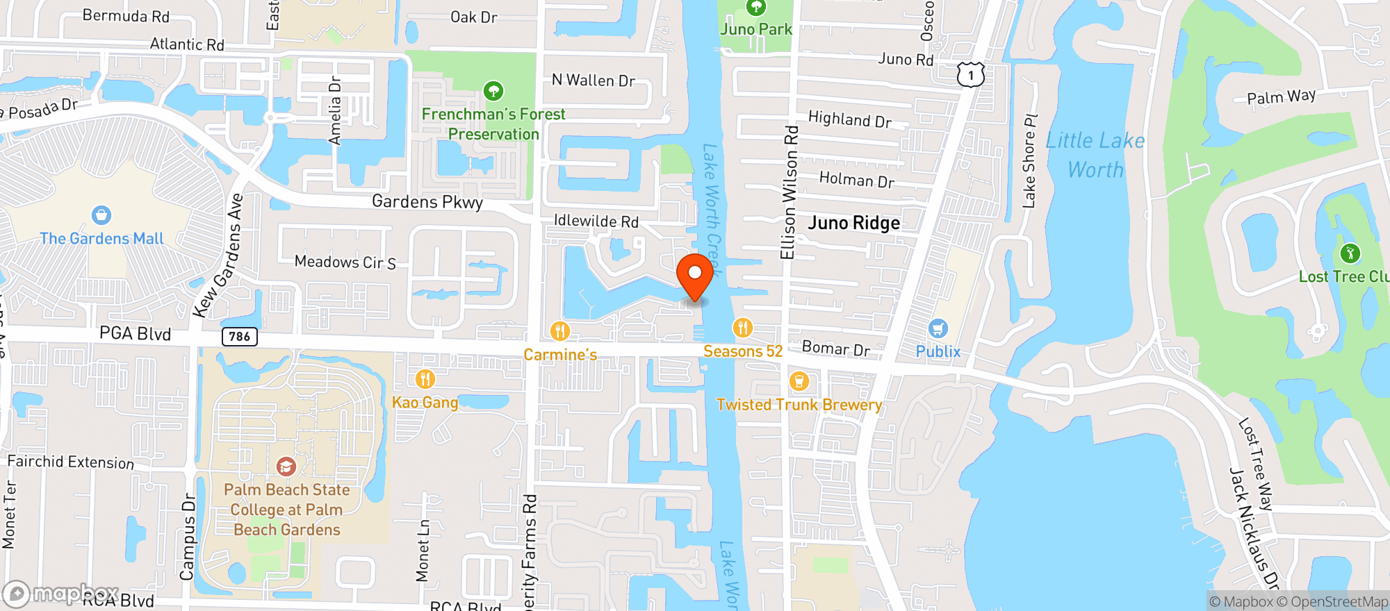 Map showing The River House