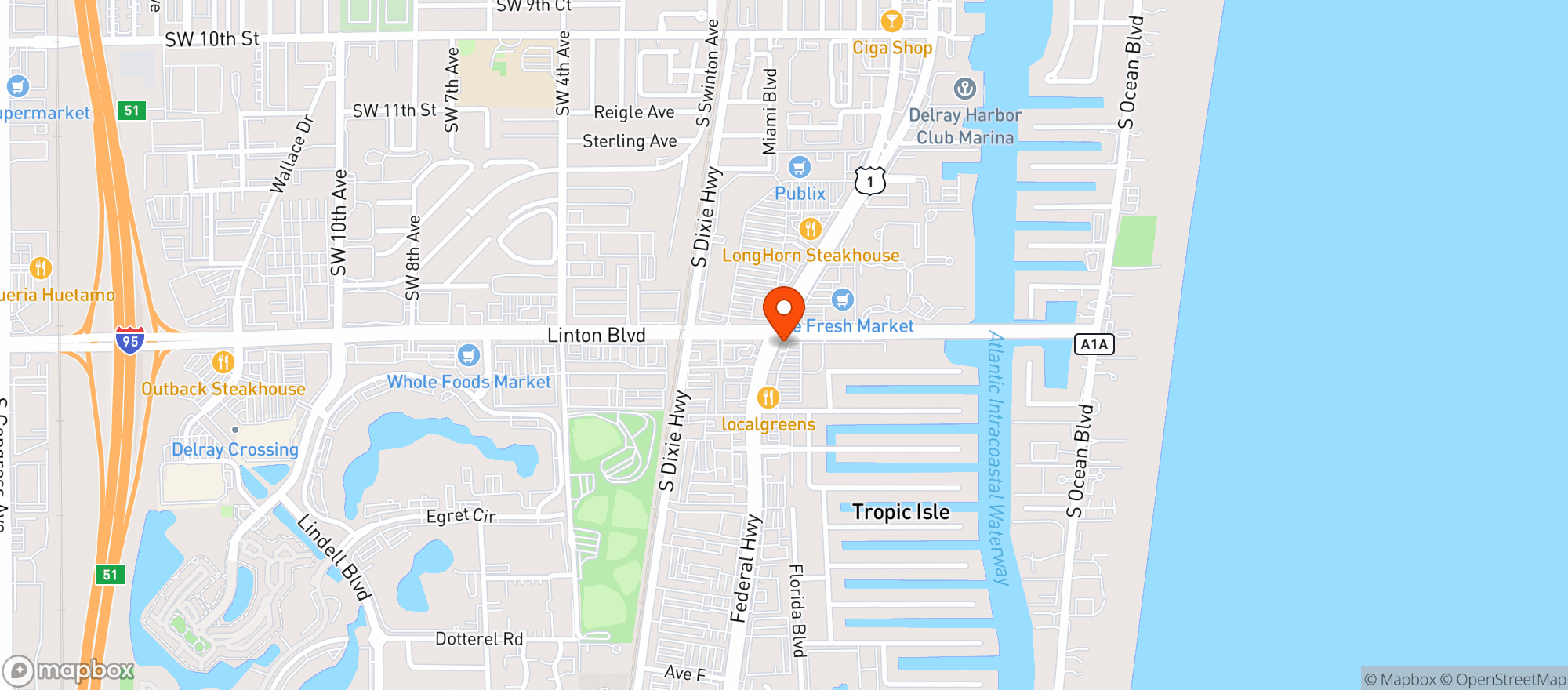 Map showing Vitamin Shoppe - Delray Place