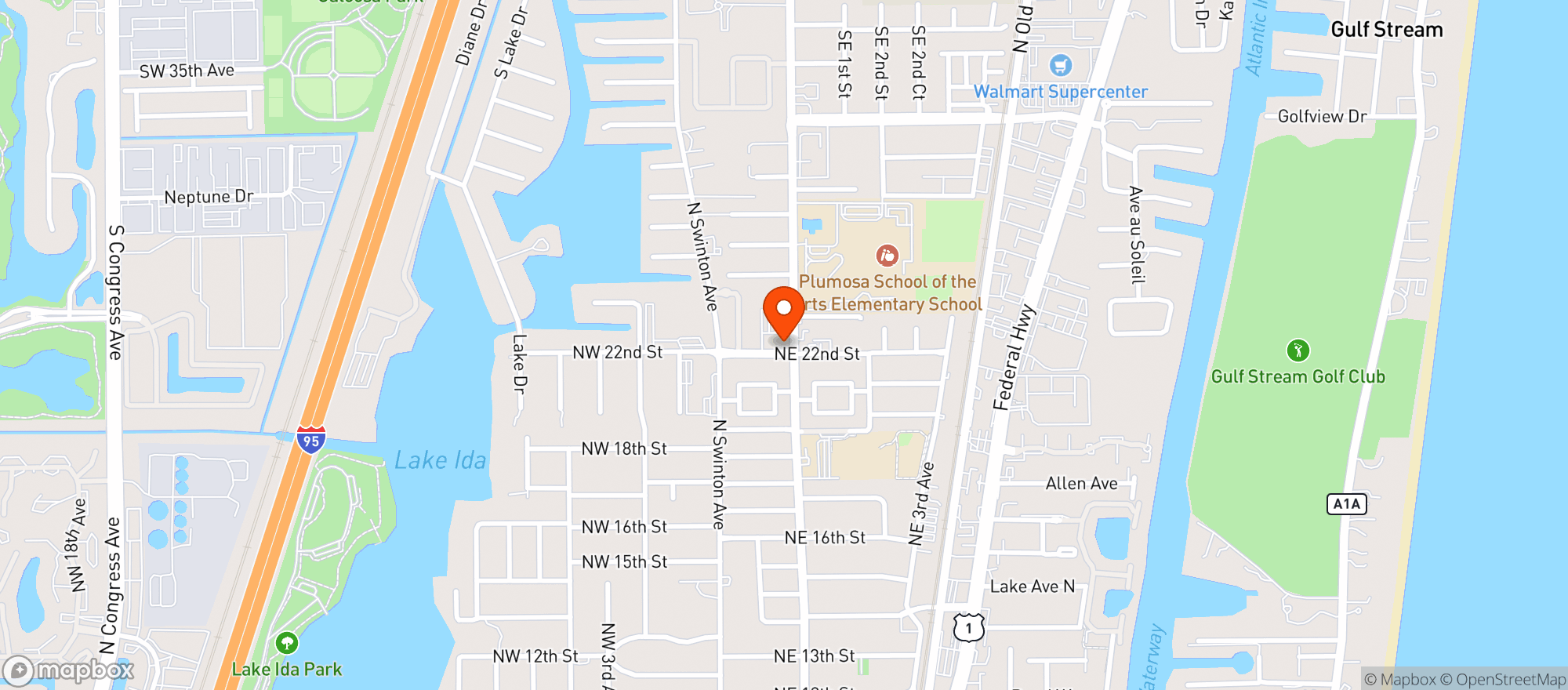 Map showing Global Mart - Delray