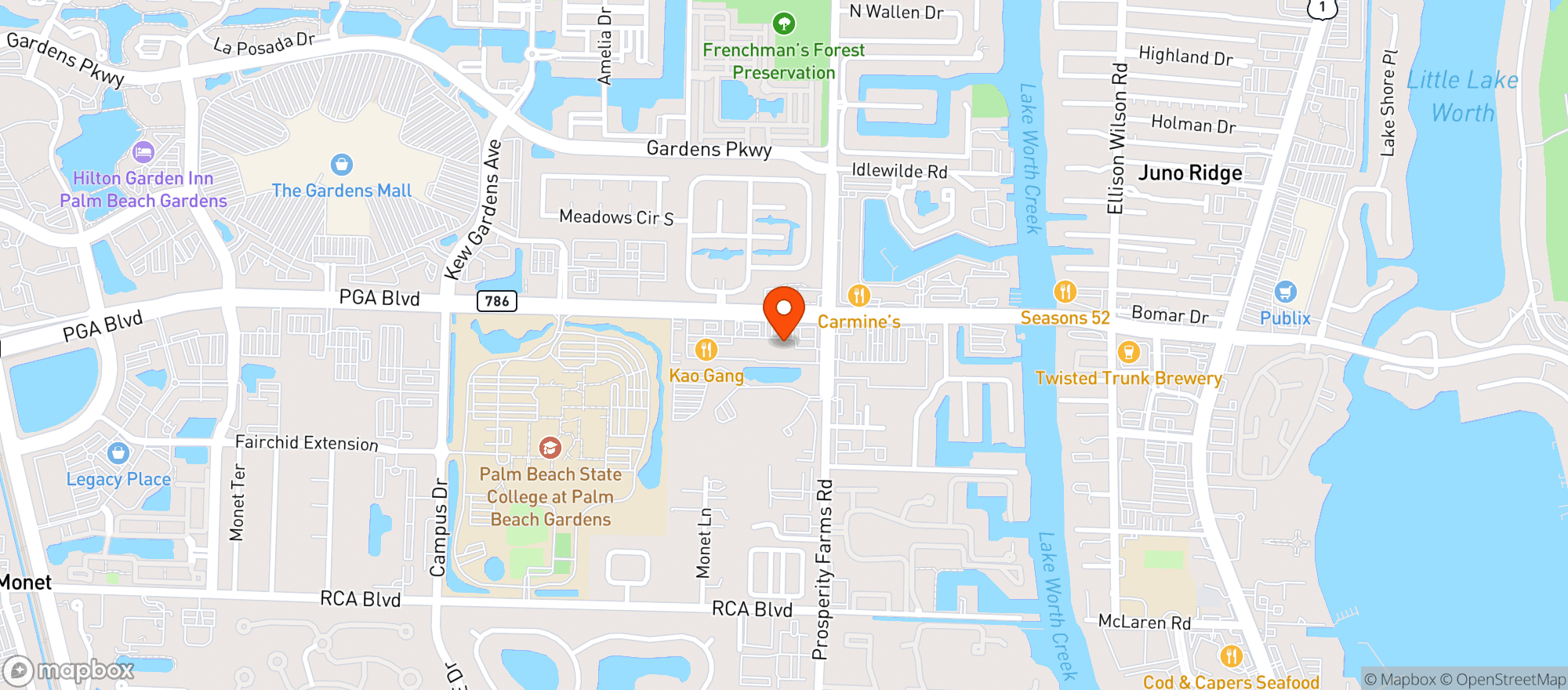 Map showing Garden's Wine & Spirits II