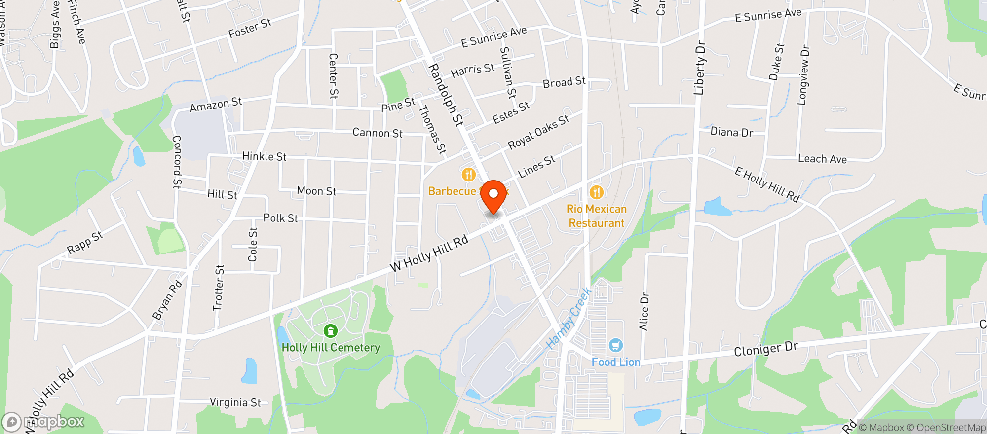 Map showing Food Mart