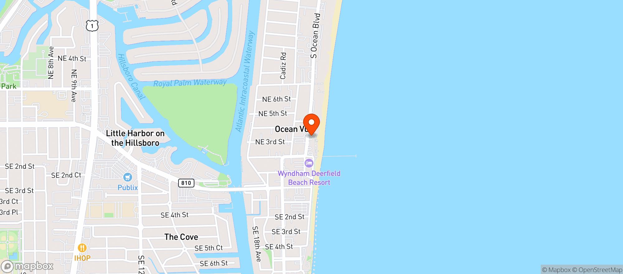 Map showing Deerfield Beach North Pavillion