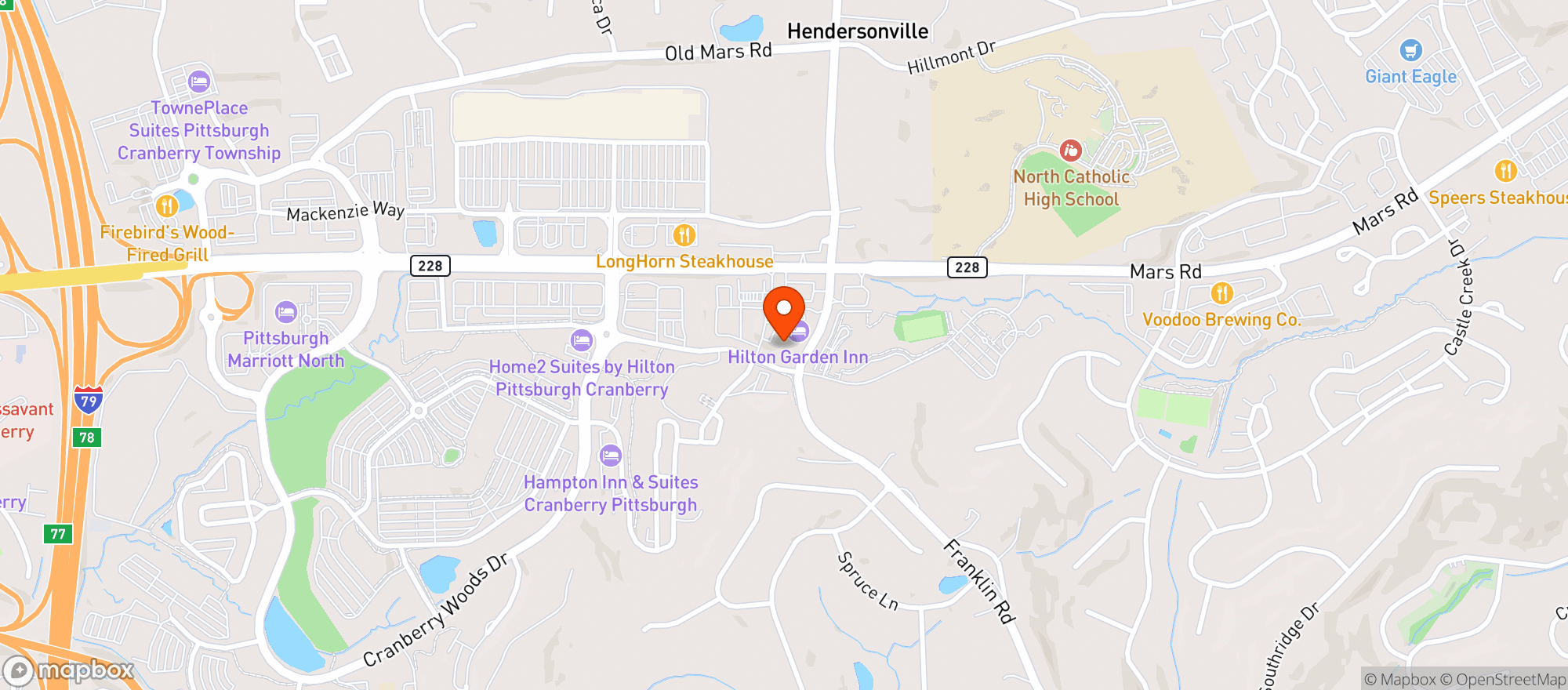 Map showing The Garden Grille & Bar (hgi)