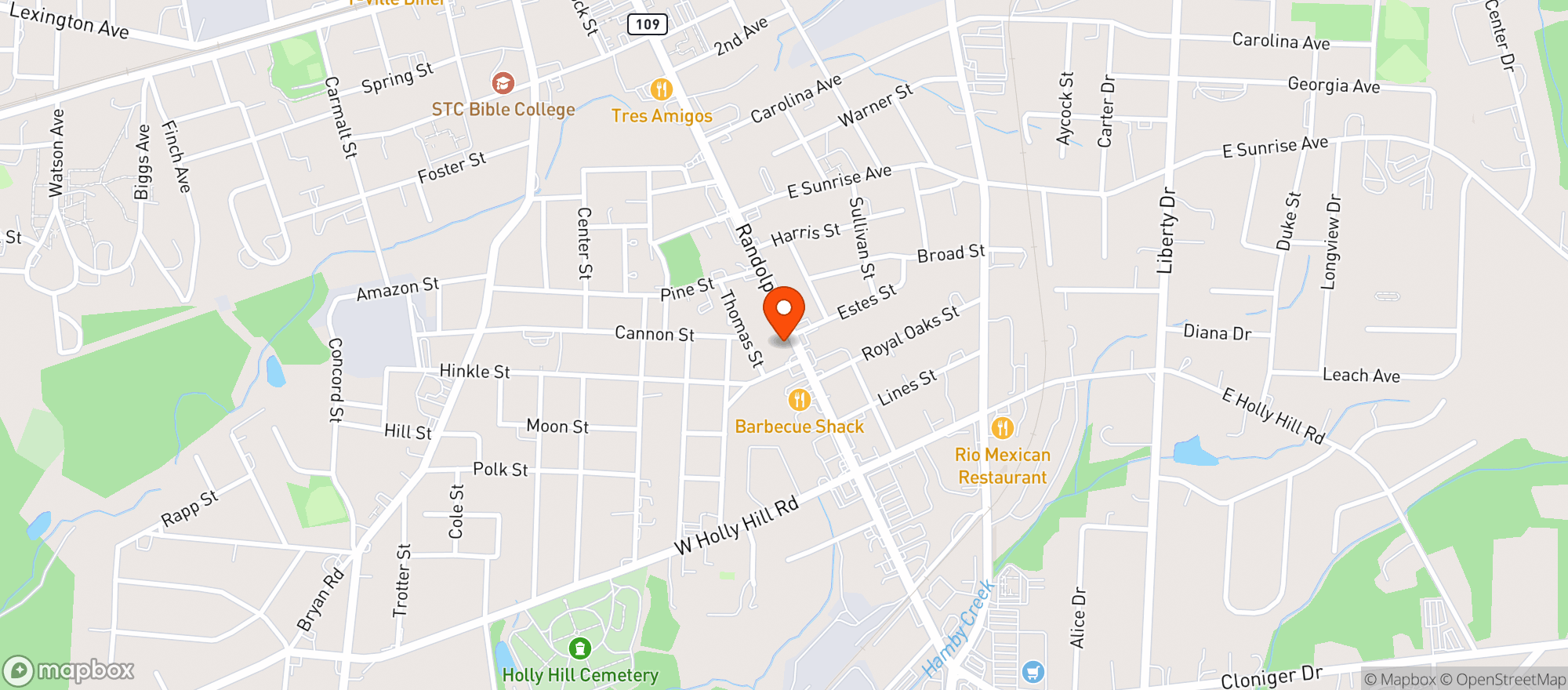 Map showing The Drive Thru
