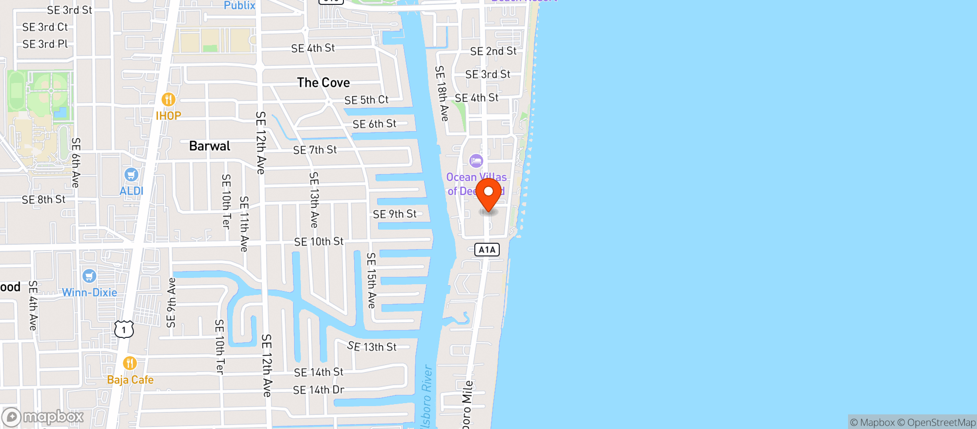 Map showing Embassy Suites Deerfield