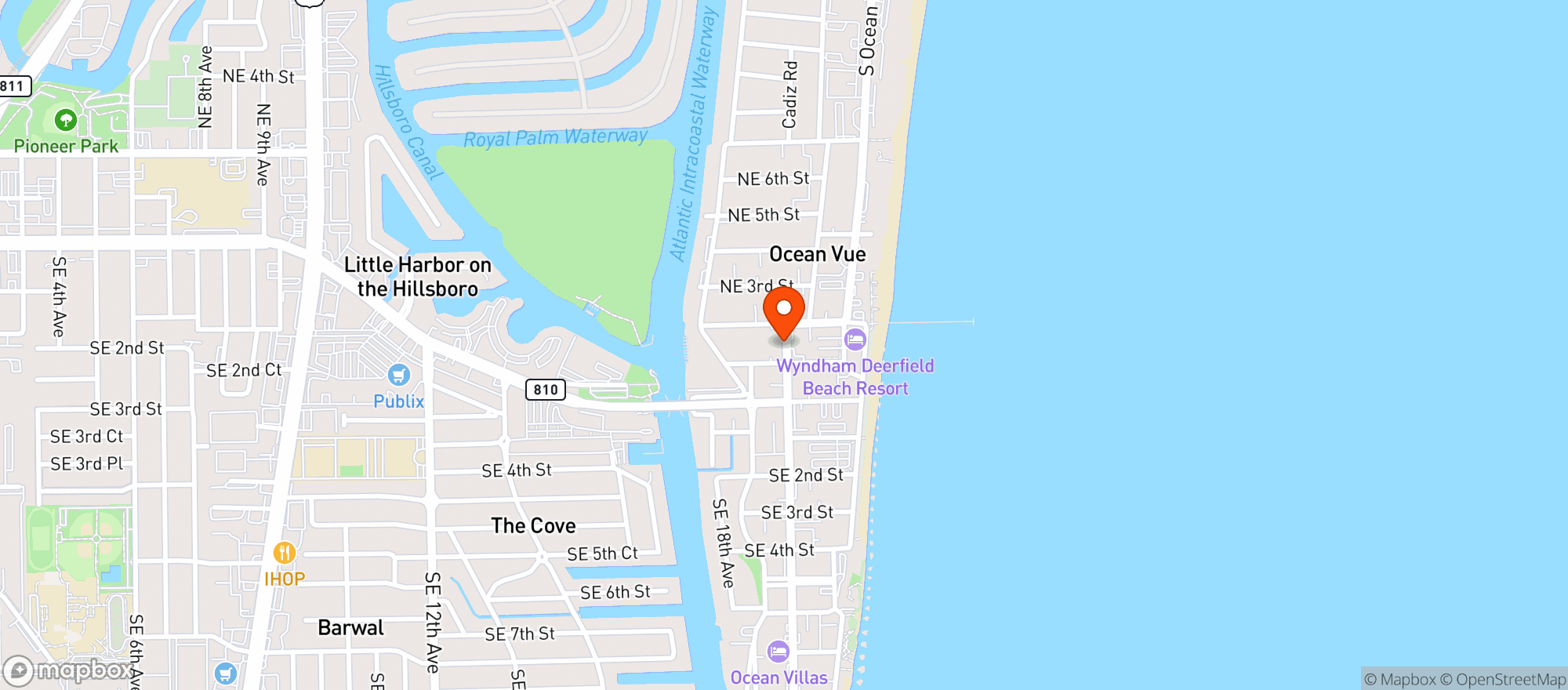 Map showing Lucky Lous Raw Bar