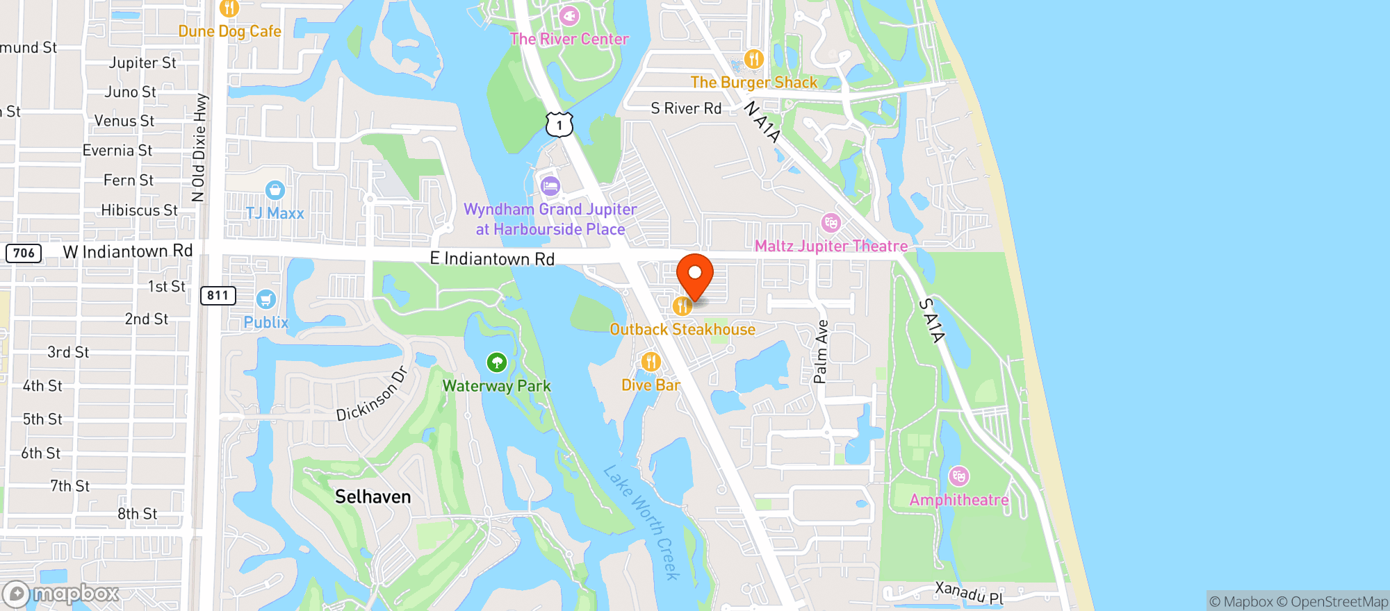 Map showing Hippie Store and More