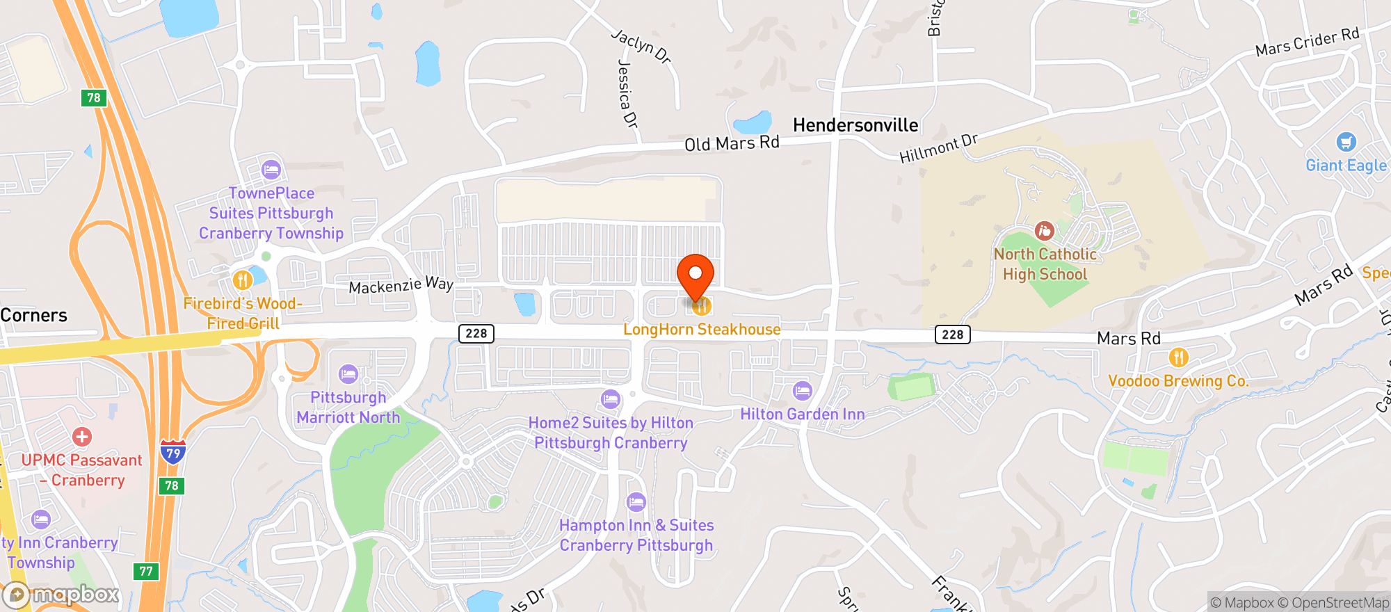 Map showing Applebees Neighborhood Grill & Bar
