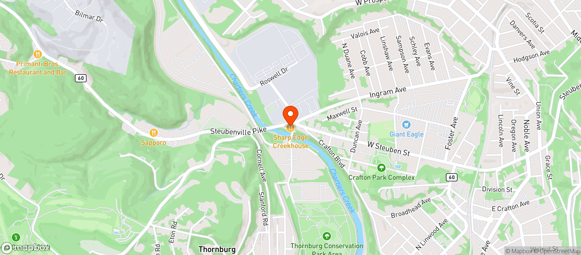 Map showing Caliente Pizza & Drafthouse
