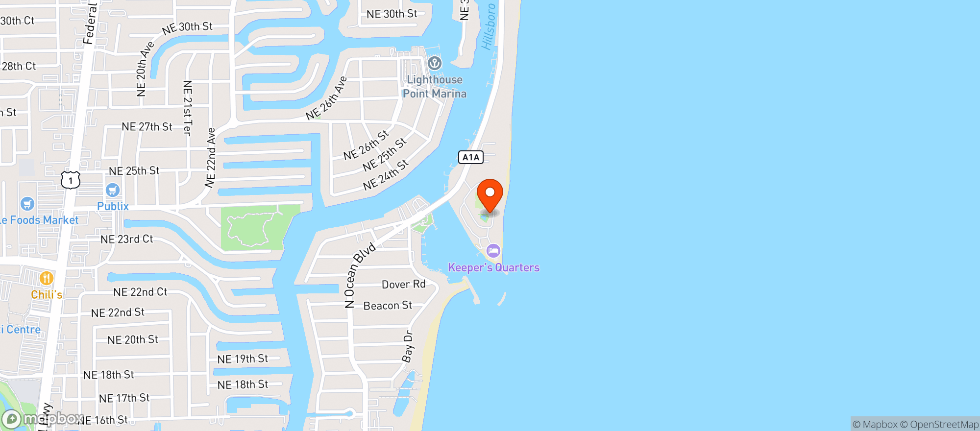 Map showing Hillsboro Club