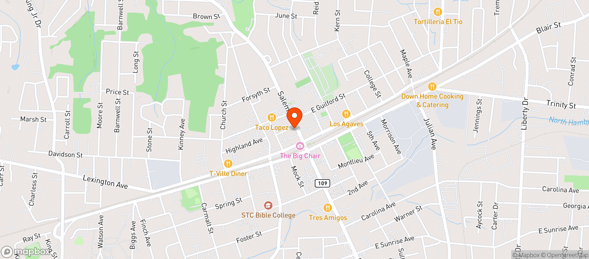 Map showing Alibi Bar And Lounge