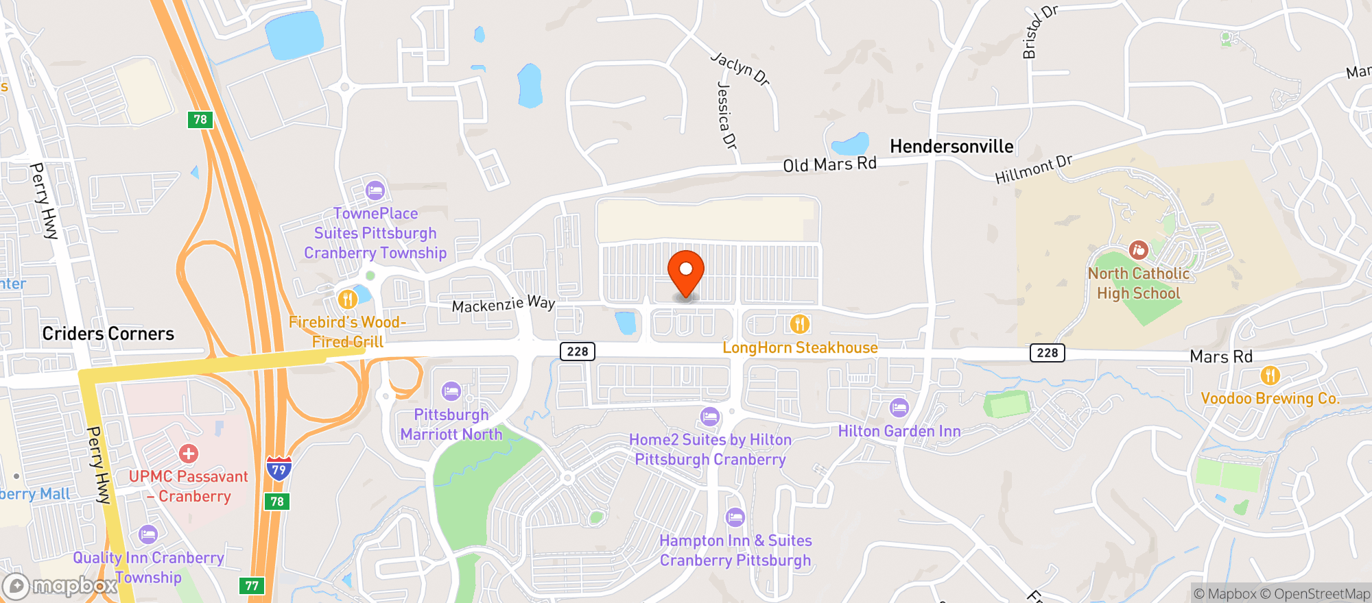 Map showing Gnc - 7498 - Cranberry Commons