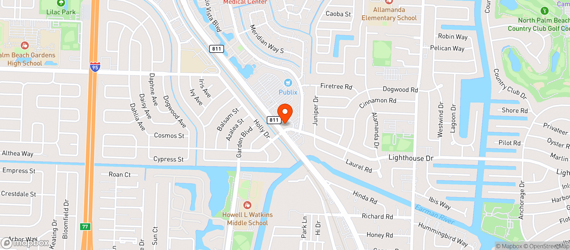 Map showing Millers Ale House