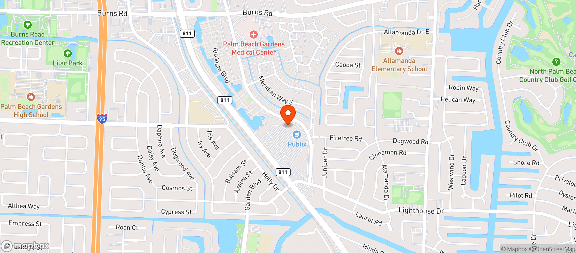 Map showing Swampgrass Willys Smokehouse Bar Bq