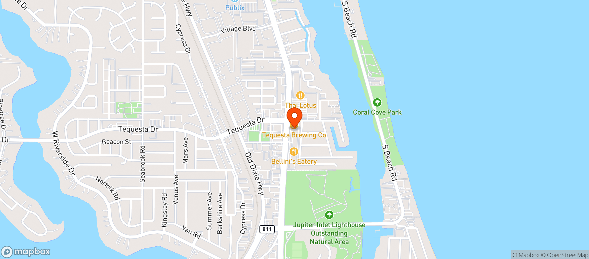 Map showing Hog Snappers Snack & Sushi