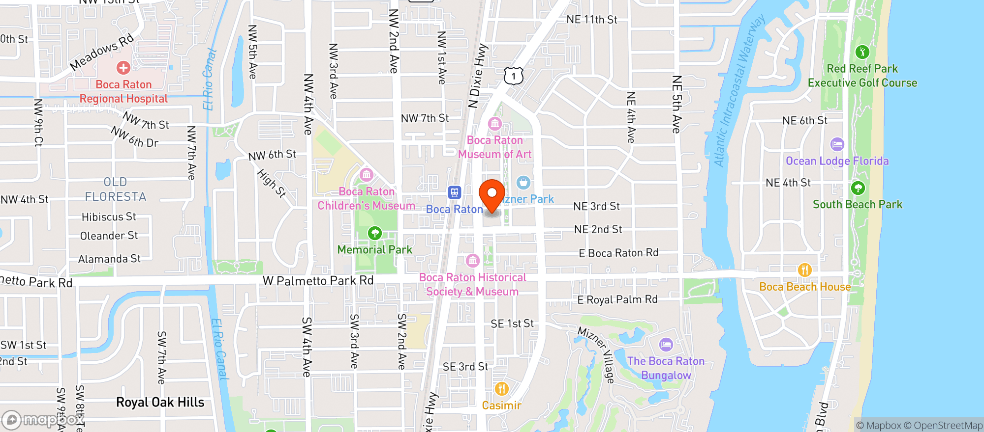 Map showing Yard House Boca Raton - Mizner Park