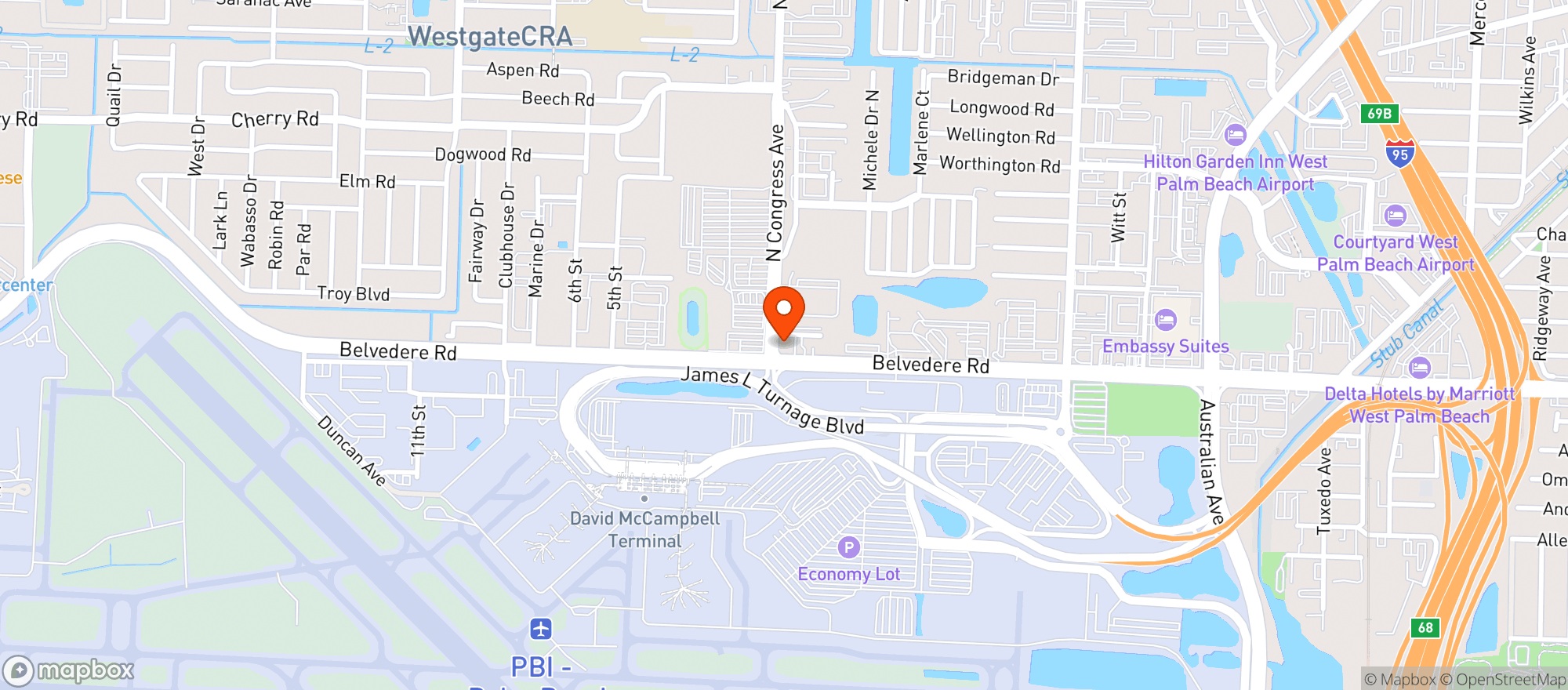 Map showing Airport Liquors